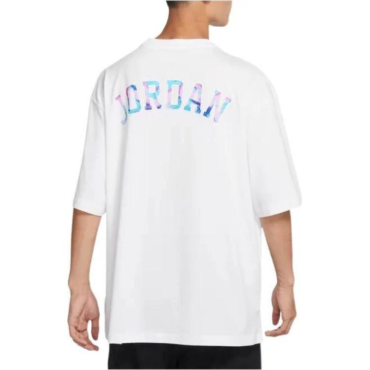 Jordan T Shirts Men's White Crew Neck Moderate Straight Fit DX4251-100