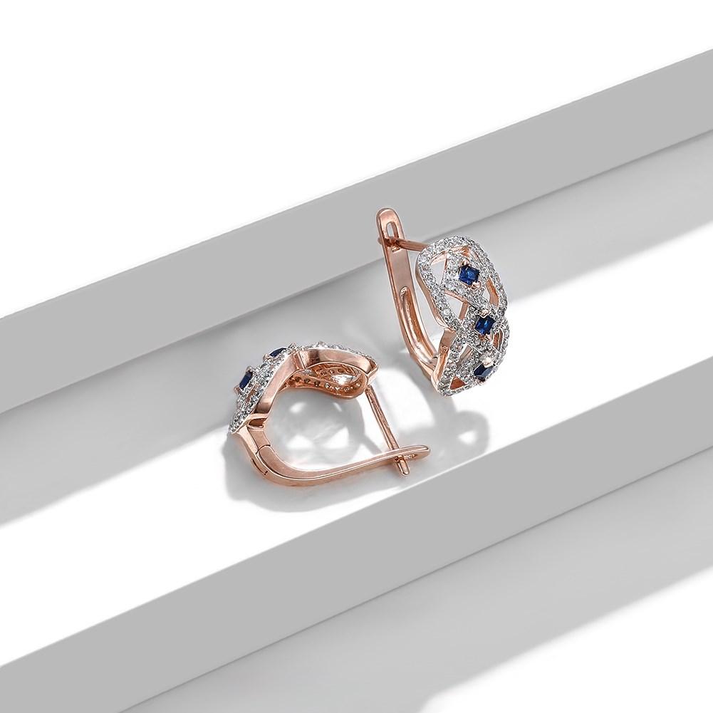 Elegant Sparkling Ear Cuffs for Women Rose Gold Blue White Zircon Clip Earrings