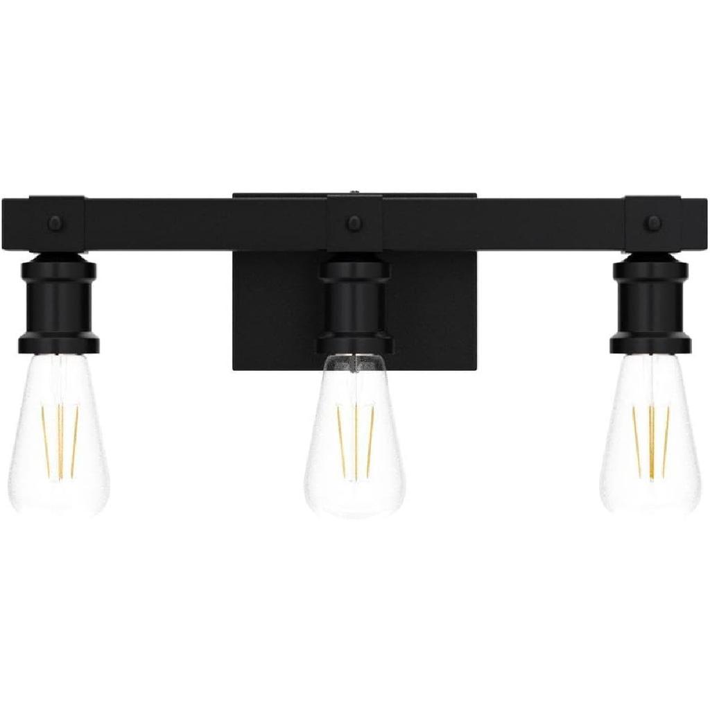 Farmhouse Bathroom Vanity Light Fixtures 3-Light Bathroom Light Fixtures Over Mirror Matte Black Vanity Light Industrial Vintage Wall Light Fixtures