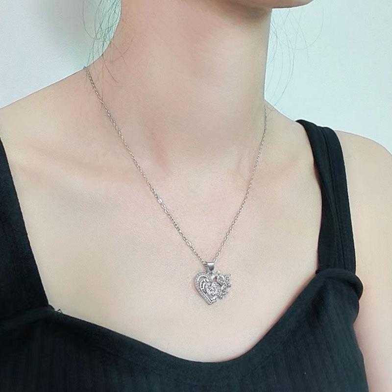 Ladies Elegant Rhinestone Butterfly Love Heart Pendant Necklaces