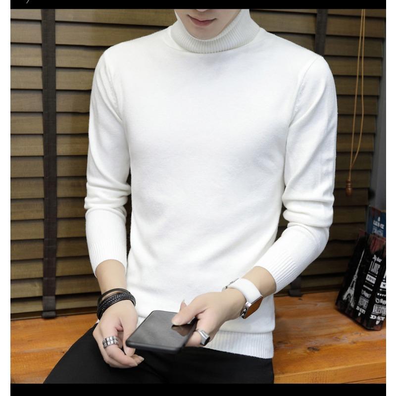 Men S Slim Fit Solid Color Turtleneck Long Sleeve Knit Sweater Winter