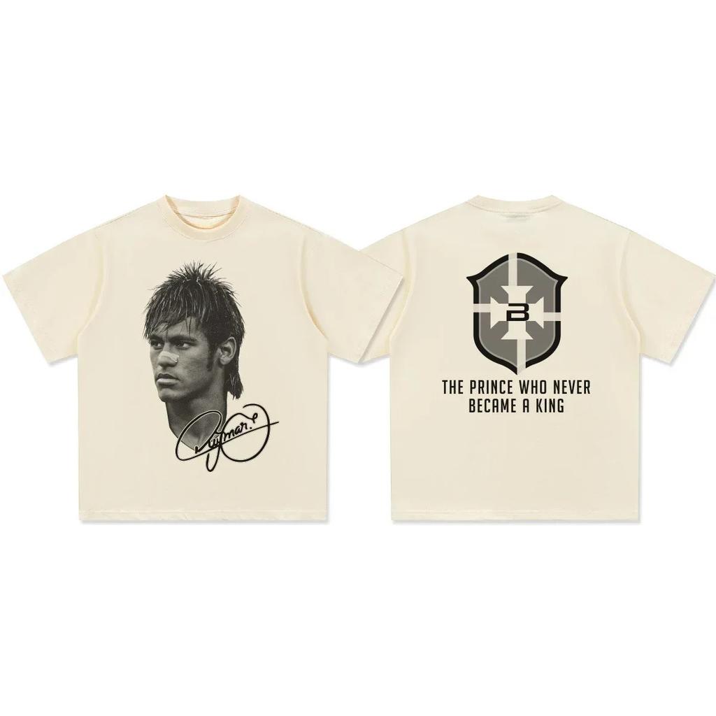 Cristiano Ronaldo Neymar Star del Football Americano Stampa Cotone Maglietta a Maniche Corte Abbigliamento Donna Stampa Moda Uomo T-shirt Oversize