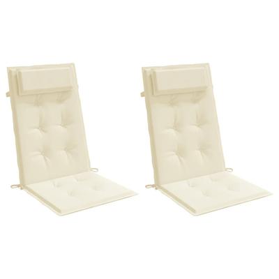 High Back Seat Cushions 2 Pcs Cream Oxford Fabric