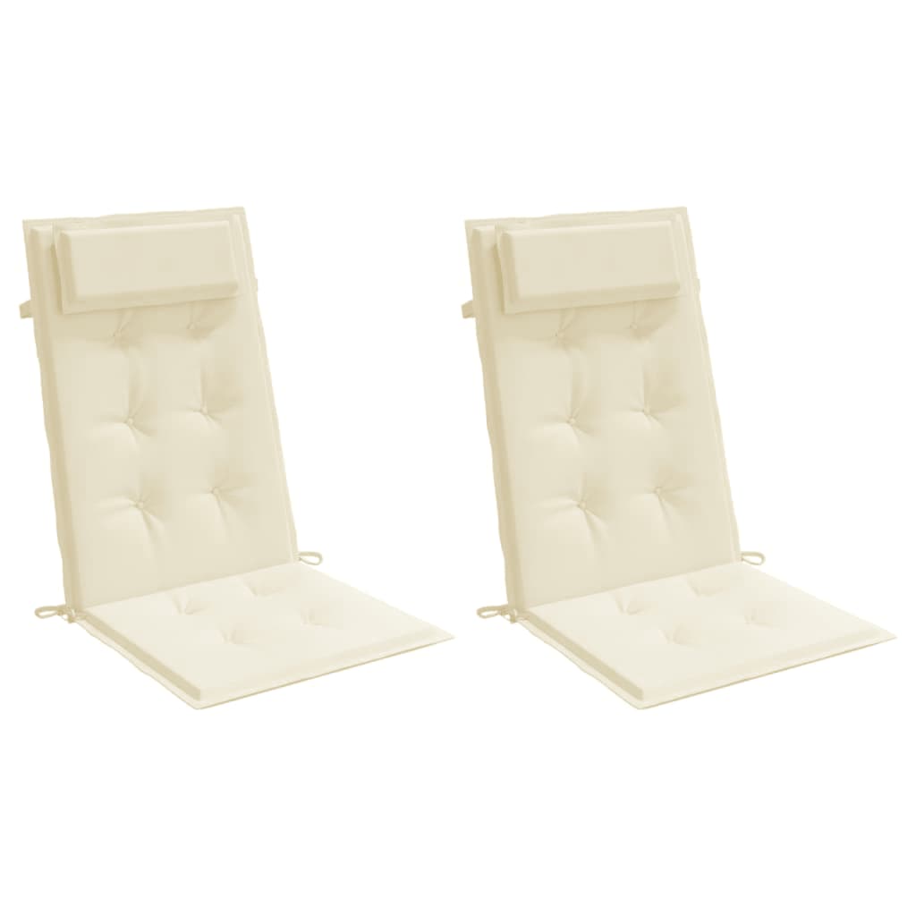 High Back Seat Cushions 2 Pcs Cream Oxford Fabric