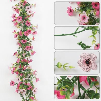 Multicolor Artificial Violet Flower Vine Green Eucalyptus Leaves DIY Accessories Faux Flower Violet 132 Flowers Photo Props
