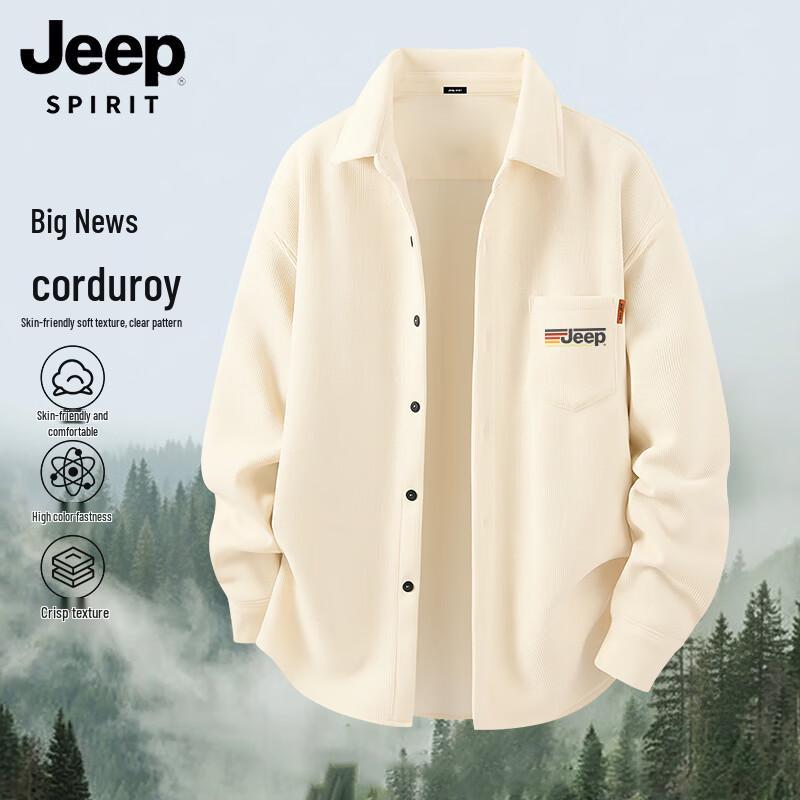 JEEP SPIRIT Men s Corduroy Long Sleeve Casual Shirt 3XL