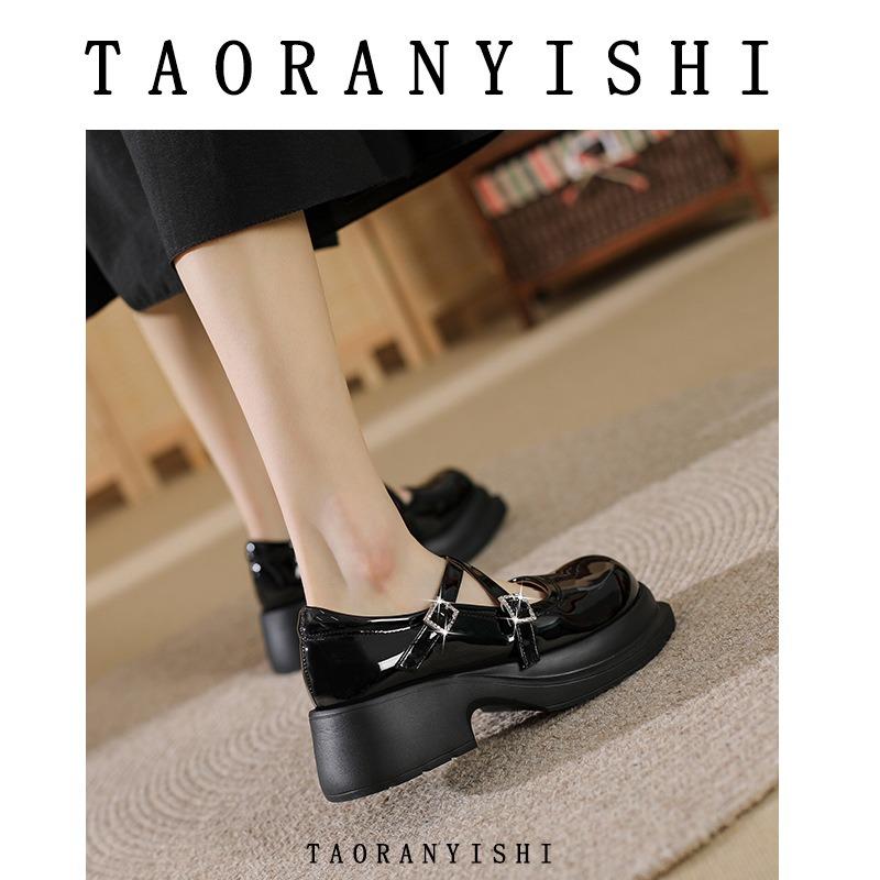 Leather small leather shoes new single shoes college style thick soles summer large size single shoes women