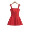 New Pure Desire Style Sexy Square Neck Sleeveless Dress Slim and Thin A Word Suspender Skirt Small Short Skirt