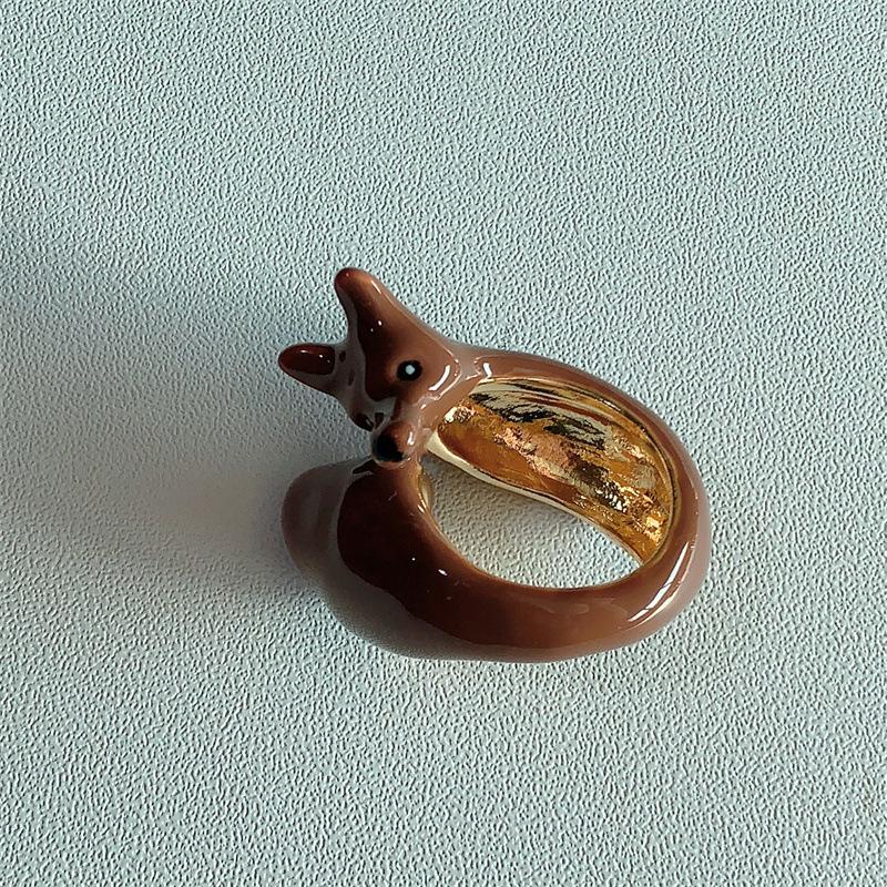 Exaggerated Enamel Drip Glaze Animals Large Ring Pig Bull Head Elephant Massive Rings Y2K Punk Jewelry Gift For Women