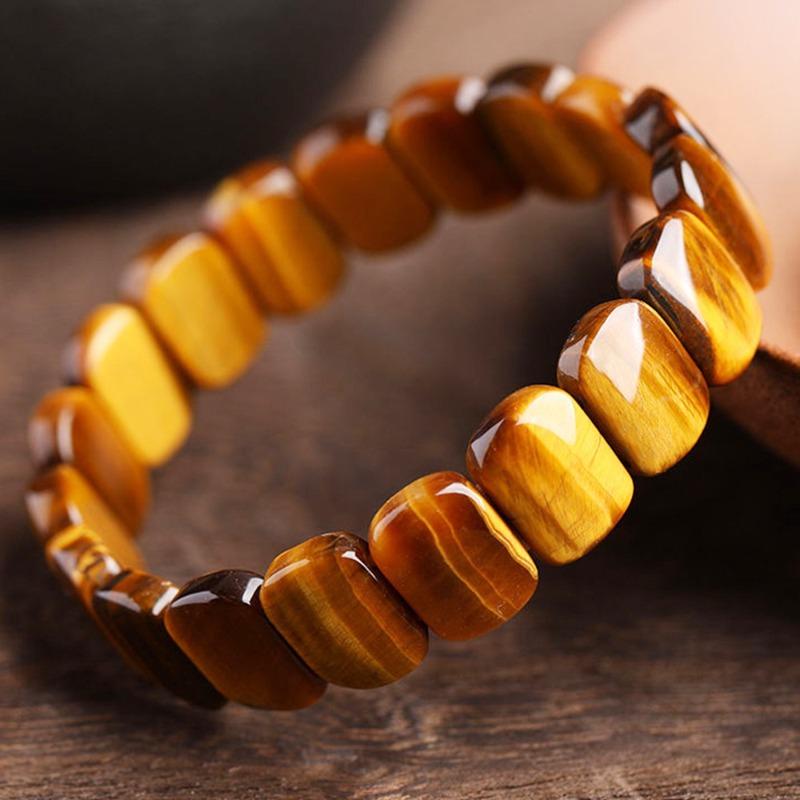Natural yellow tiger s eye bracelet - stylish single strand for men and women, popular crystal for couples diversity one