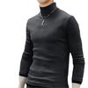 LIFESHINE Men's Long Sleeve T-Shirt, Turtleneck, Casual Top with Afghan Neck, Draped, and Stretch (02 Dark Gray, Size L)