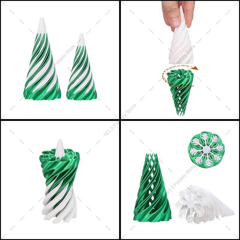 3D Printed Mini Spiral Cone Impossible Pyramid Passthrough Fidget Toy Stress Relief Screw Toys Christmas Tree Desktop Decoration