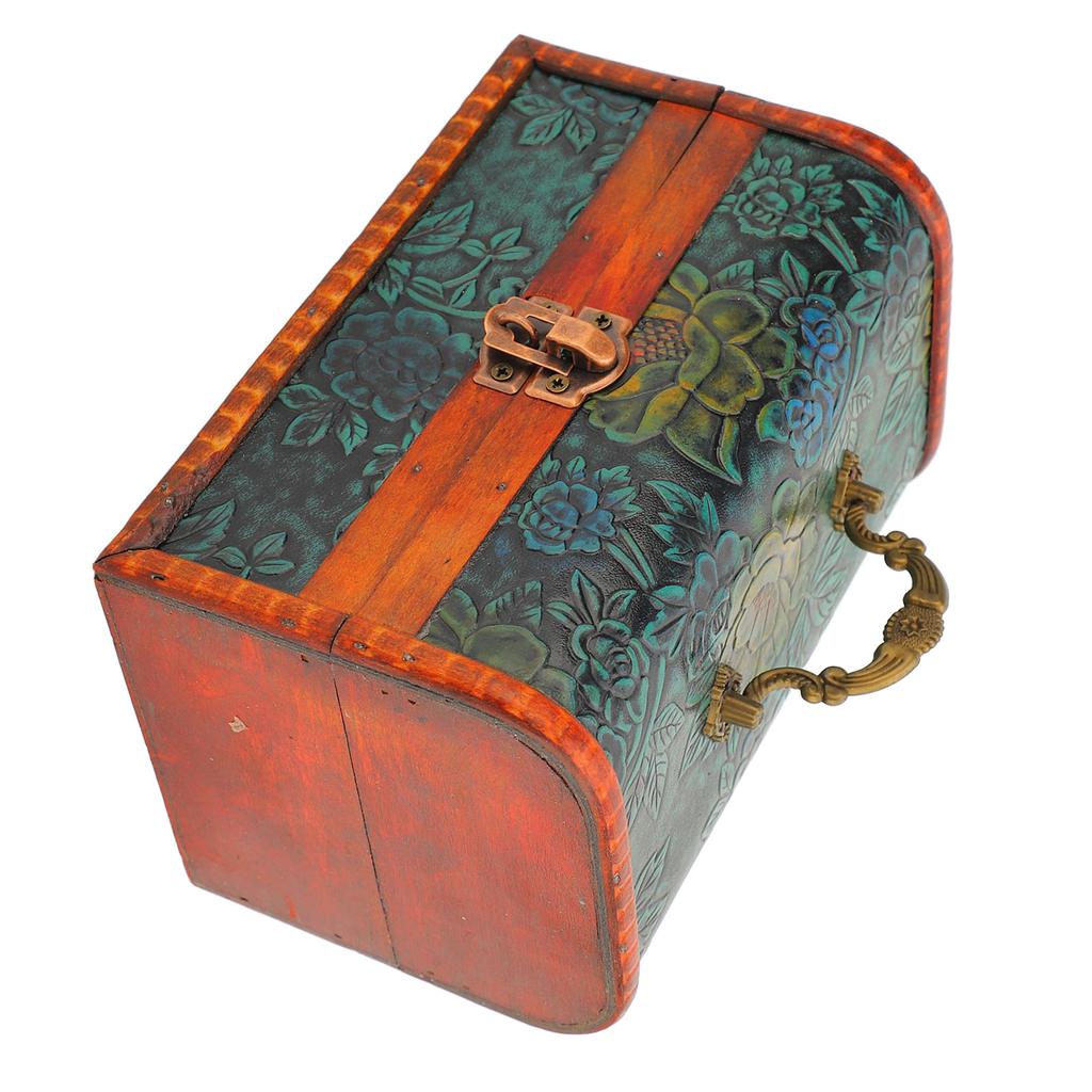 Vintage Jewelry Box Retro Flower Pattern Decorative Keepsake Box for Bracelet Hairclips Pendants