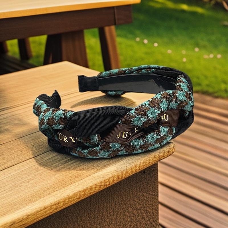 

2024 Новый стиль Женская повязка на голову осень/зима в стиле ретро в корейском стиле в клетку с переплетением и нескользящей отделкой