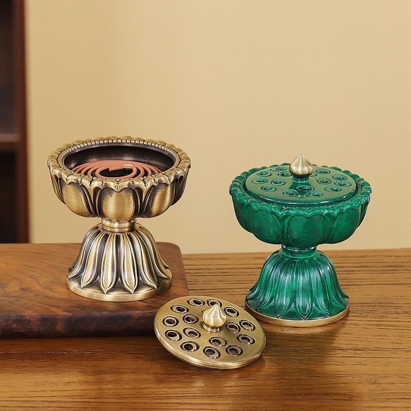 Pure Copper Zen Lotus Copper Incense Burner Pure Copper Home Interior Antique Made Old Lotus Lantern Sandalwood Plate Incense