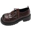 Black British Versatile Thick Heel Platform Small Leather Shoes Women's 2025 New Autumn Small Height French Single Shoes