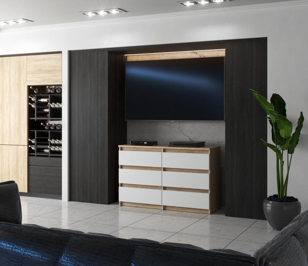 Chest of Drawers Sonoma Oak White Matte 100 Cm TV Cabinet Living Room Furniture