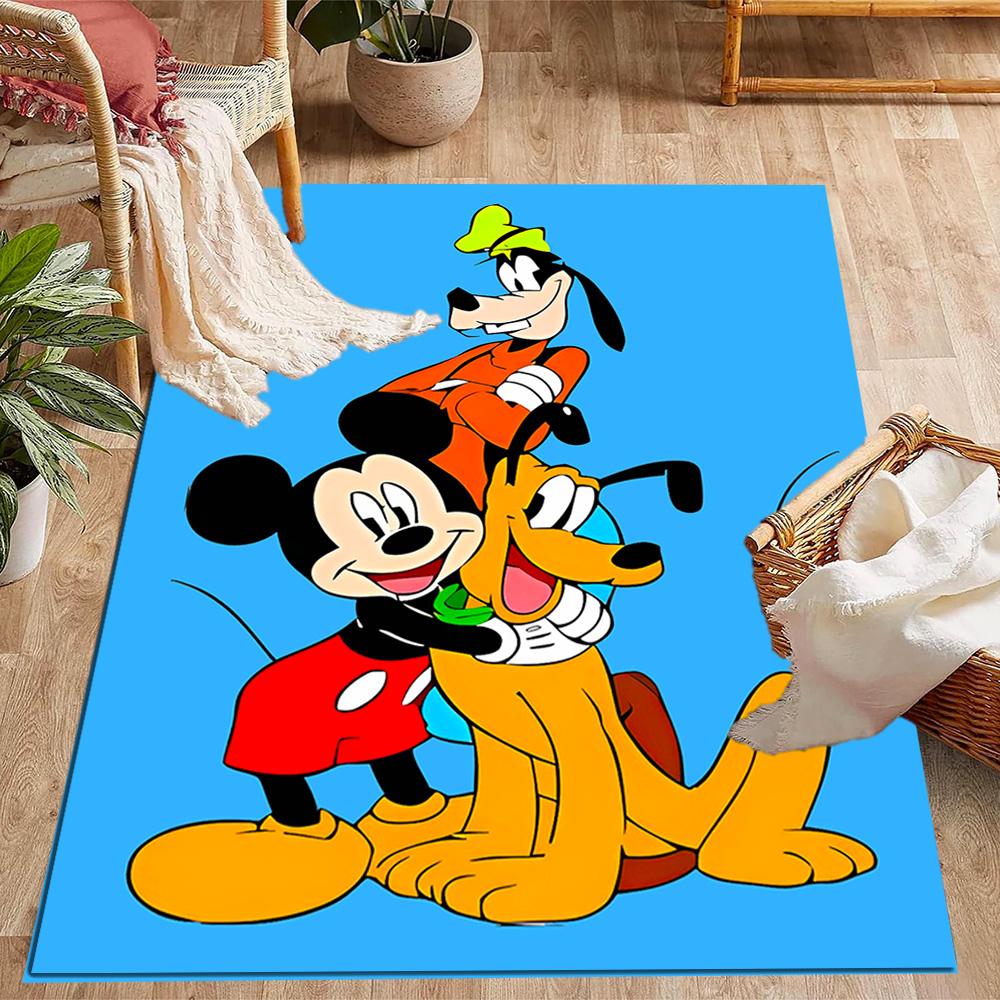 Classic Disney Characters Disney Cartoon Theme Anti-Slip Rug - Polyester, Home Decor, Suitable for Bedrooms, Living Rooms, Doorways, and Studios