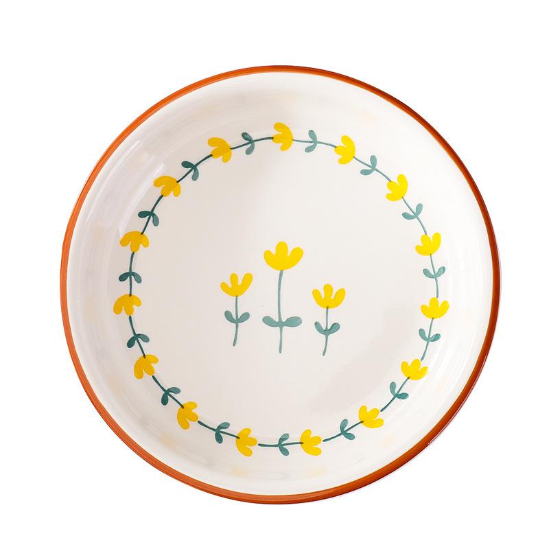 Ins Style Ceramic Dish Set, Creative Small Yellow Flower High-Value Housewarming Gift Box Bowl Tableware Combination