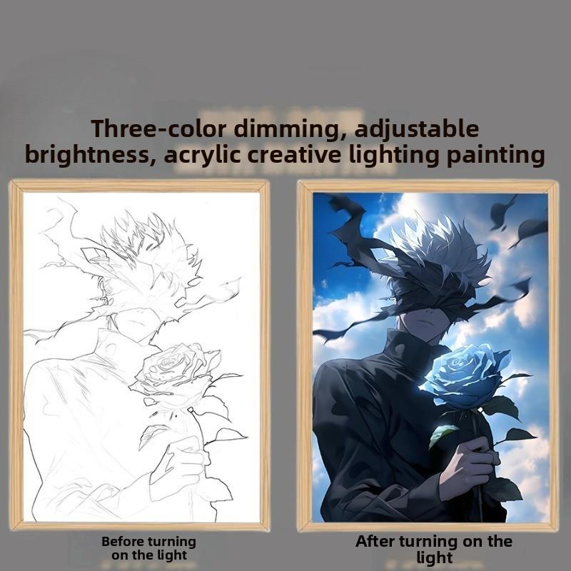 31cm/12.2in Satoru Gojo Light Painting Anime Peripherals 3D Night Light Bedroom Decoration Acrylic Originality Collectible Gifts