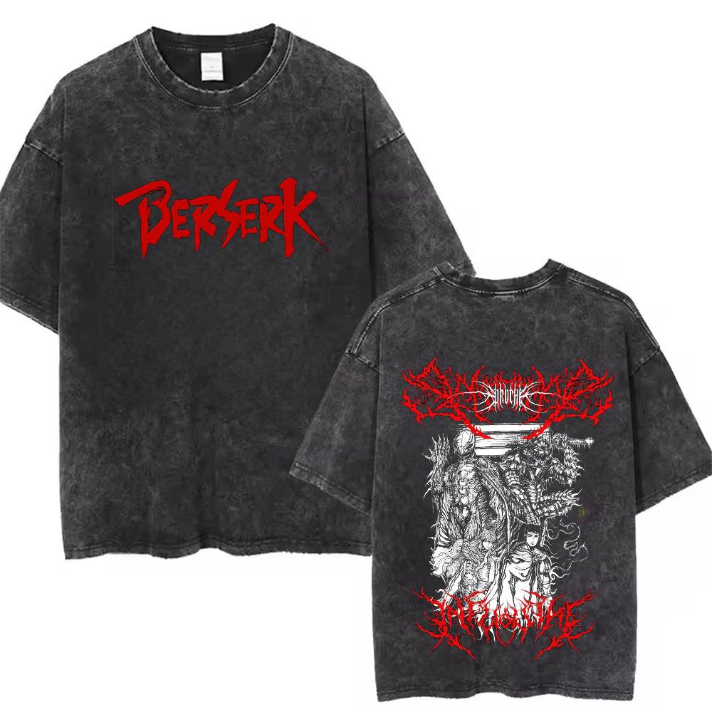 T-shirt in Cotone Anime Berserk Hip Hop Streetwear T-shirt Guts T-shirt Lavata Estate Uomo Casual Larga Manica Corta Harajuku
