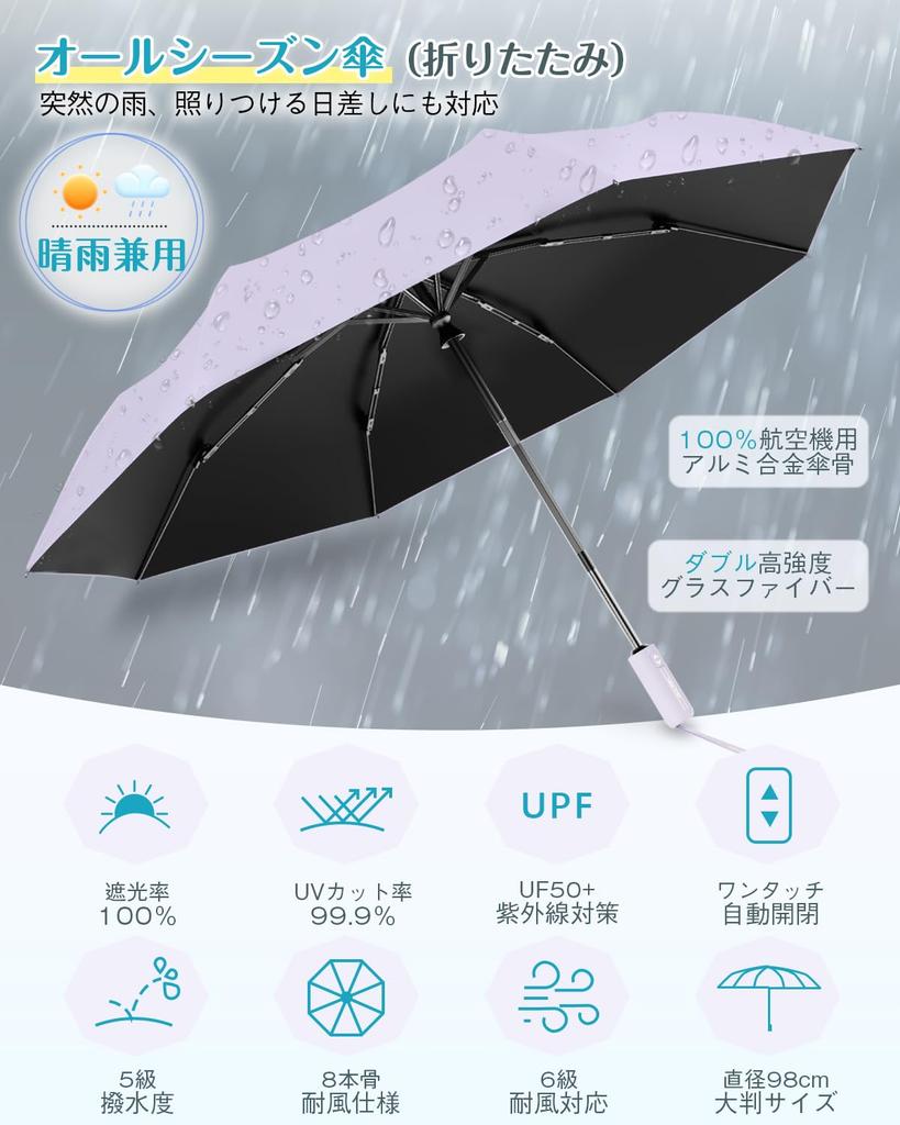 Folding Umbrella with Automatic Suitable for Sun and Designed for Single Unique Comfortable Rainy Season Rainproof Light UV Sun and Day Light Blue
