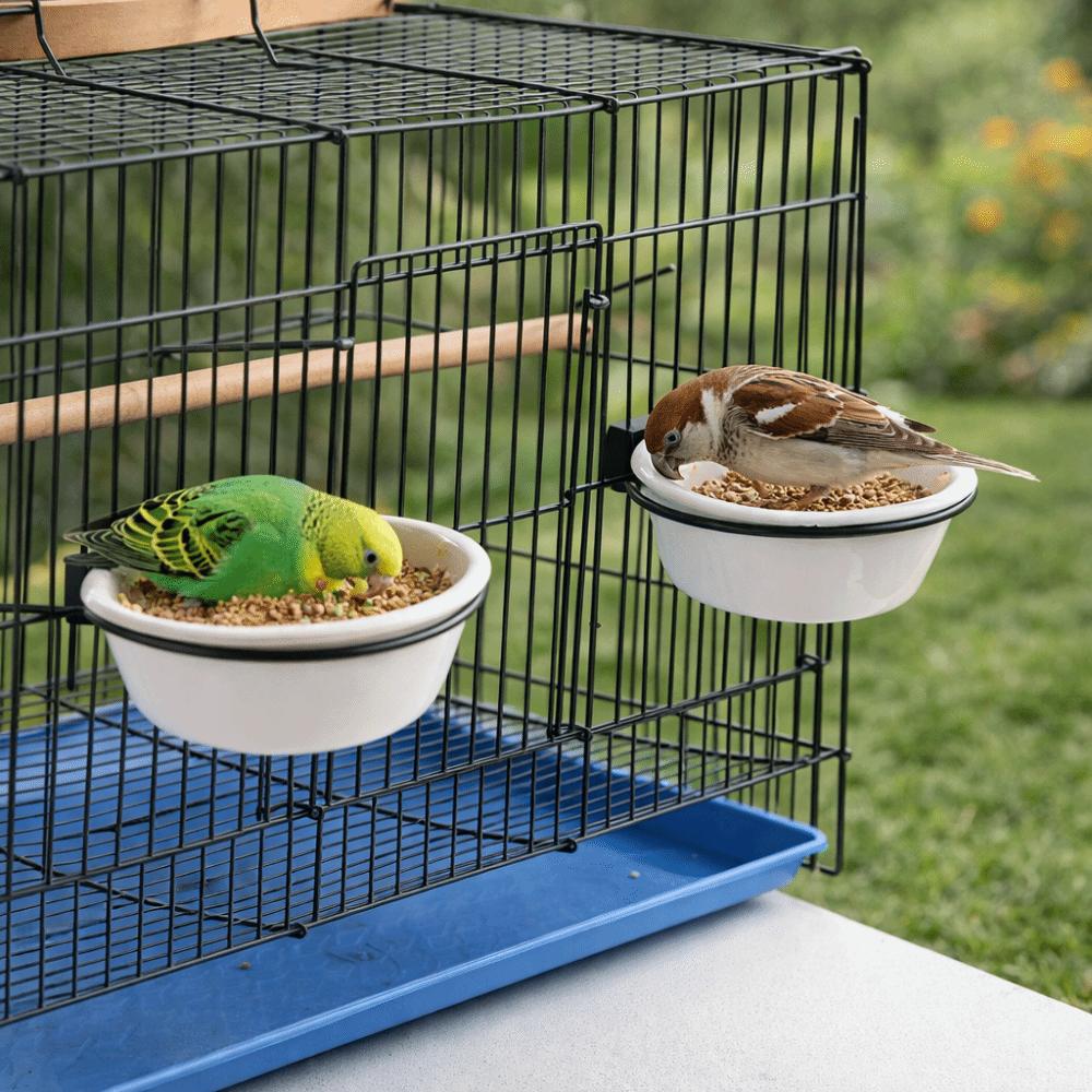 Prevents Spills Parrot Food Cup Wide Mouth Bird Feeding Bowl Parrot Water Feeder Indoor Outdoor
