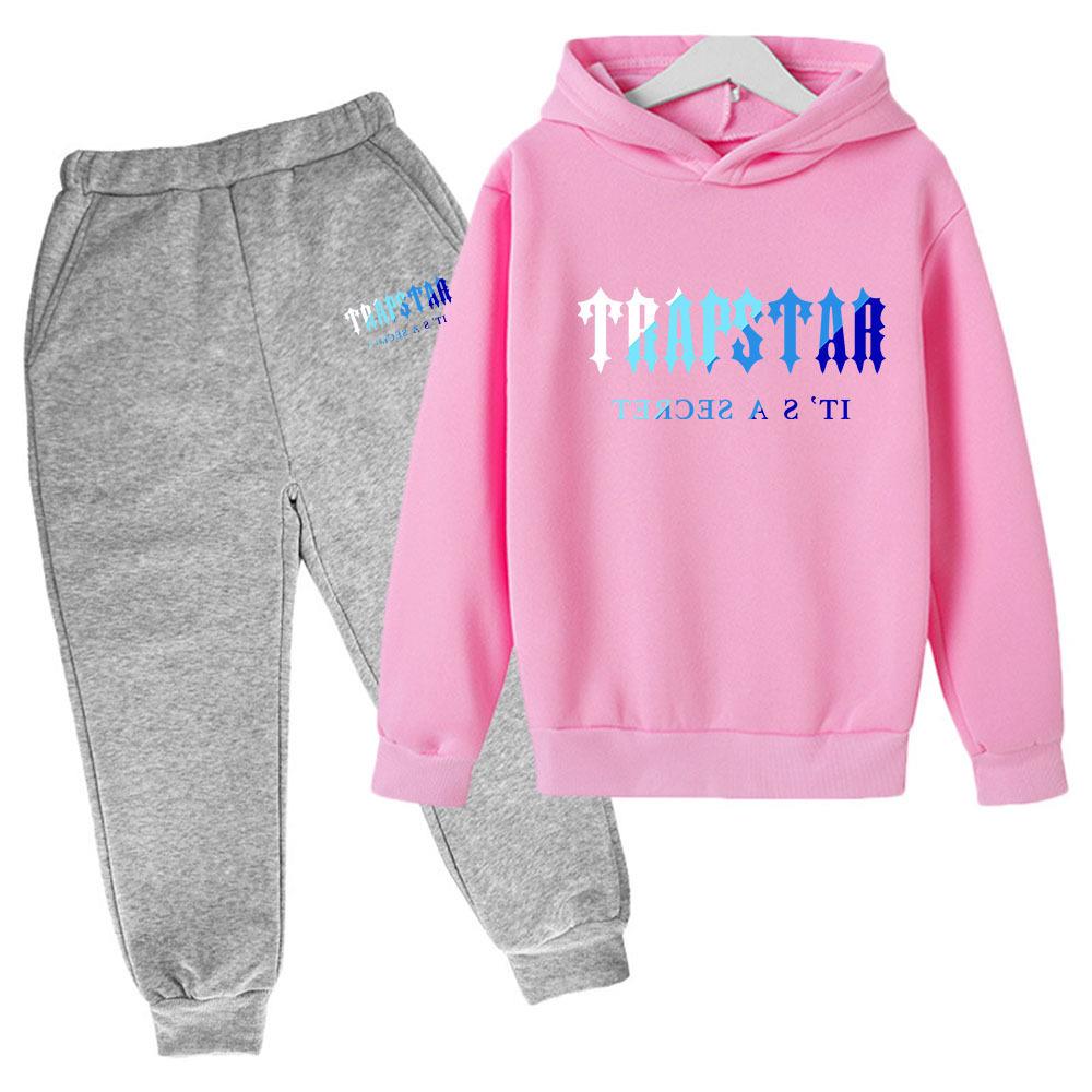 Dětská podzimní/zimní fleecová mikina s kapucí a tepláky - Ležérní potisk Dětské oblečení