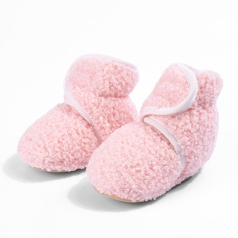 Розовые мягкие носочки-ботиночки для девочки - Осенне-зимние теплые однотонные повседневные защитные накладки на ножки 18/11.0cm розовый