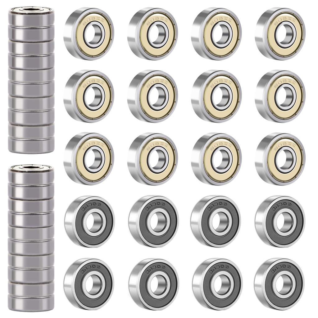 10Pcs 608 ZZ 608RS Ball Bearings 608ZZ Metal Double Shielded Miniature Deep Groove Skateboard Ball Bearings 8mm X 22mm X 7mm