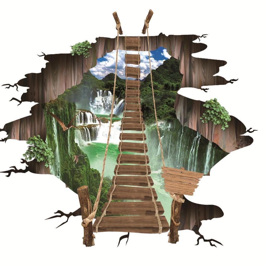 3D Bridge Floor Sticker: Multiple Styles for Living Room, Mall, Square, Amusement Park - Removable Decorative Art KS6627