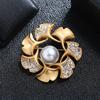 Luxury temperament dumb gold brooch female morrow plant pearl flower pin suit simple brooch with jewelry