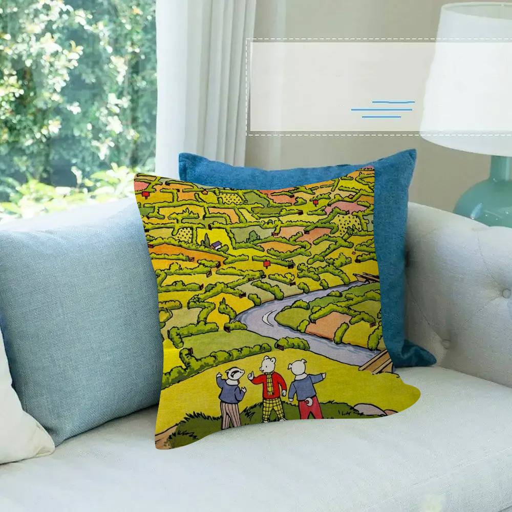 Anime R-Rupert B-Bear Maple Design Cushion Cover Happy Autumn Harvest Decor Holiday Decorati Pillow Cover