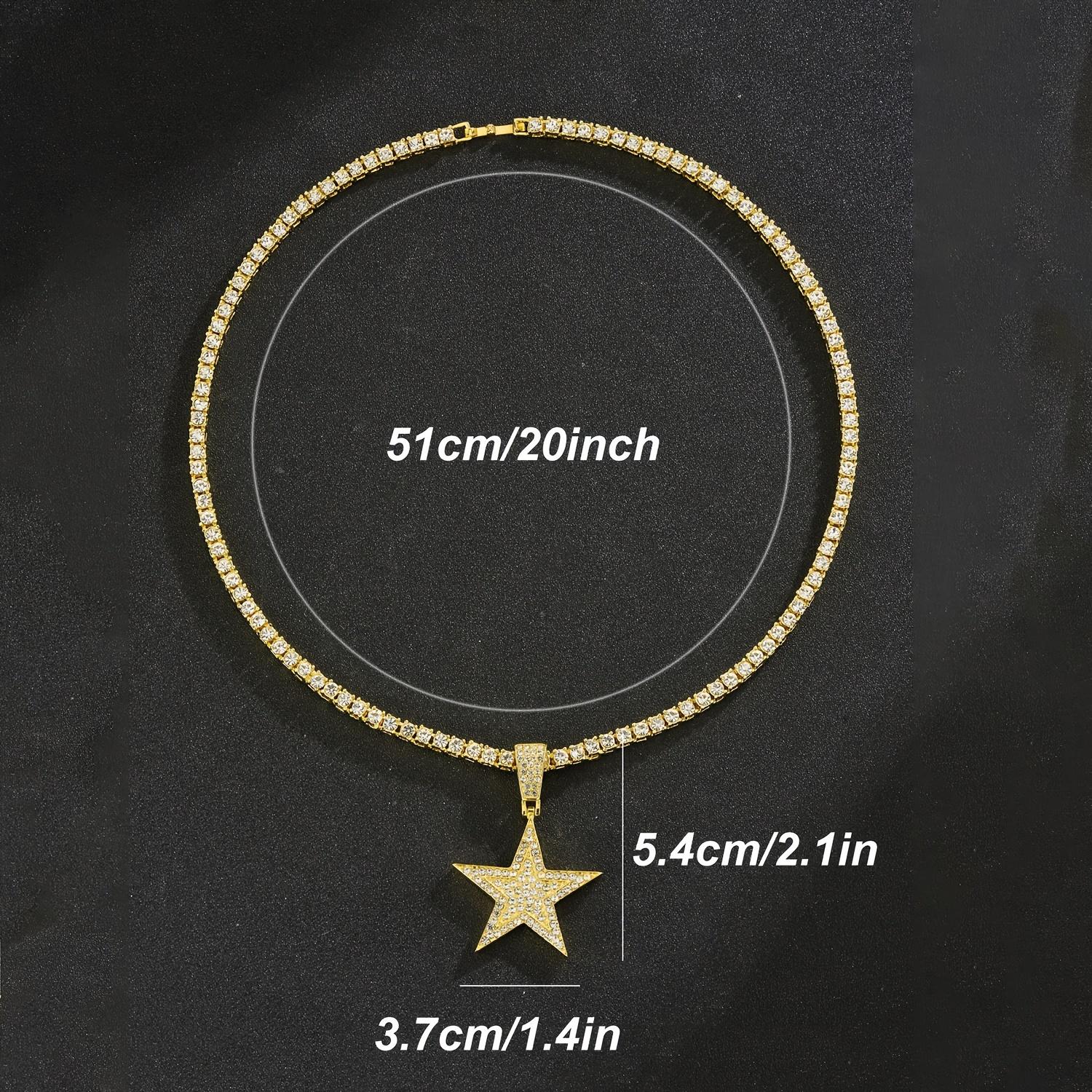 

4mm Iced Out Pendant Necklace For Men & Women - Premium Rapper Inspired Tennis Chain - Stylish Gift For Fashionistas 20inch(50cm）Tennis Chain золотистый