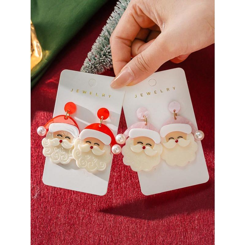 Women's Holiday Earrings, Lightweight & Cute Santa Claus Pendant Earrings, Suitable For Parties, Holidays, Christmas Wear And Gifts