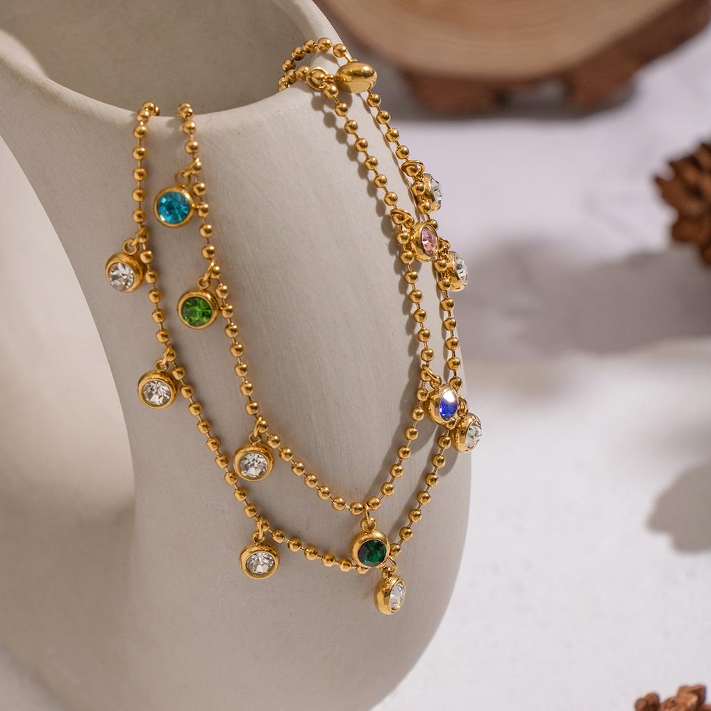 1pc Trendy Niche Colorful Tassel Necklace Golden Plated Hand Accessory Colorful Charm Necklace for Women Christmas Gift
