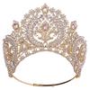 Baroque Round High Diadem Bridal Crown Pageant Miss Tiaras Headdress Bride Wedding Dress Hair Jewelry Accessories