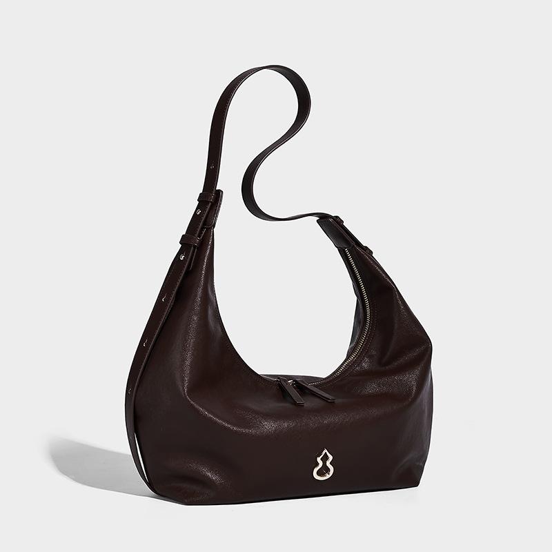 

High Sense Dumpling Bag 2025 Autumn and Winter New Casual Crossbody Commuter Shoulder Selenodont Bag Fashion Commuter Underarm Bag коричневий