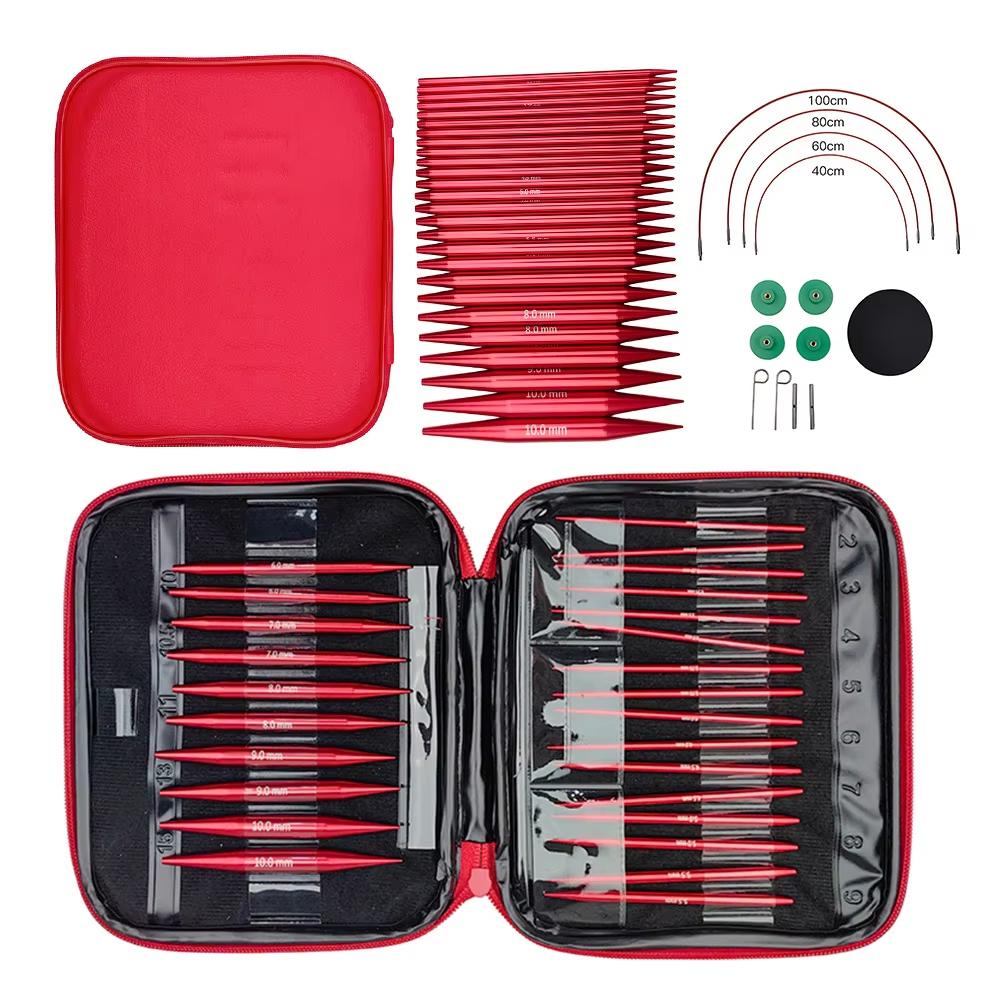

26 Pieces Interchangeable Circular Knitting Needles Set 3mm-10mm Knitting Needles with 4 Swivel Cables for DIY Knitting Lovers
