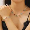 French Retro Colored Dopamine Imitation Diamond Studded Sunflower Necklace Bracelet Set