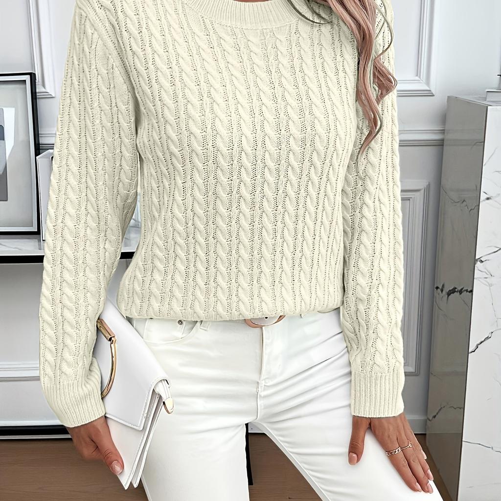 Round Neck, Fried Dough Twists Thickened Knitwear, Female, Autumn and Winter 2025 New Style, Knitwear, Solid Color Top, Base Sweater