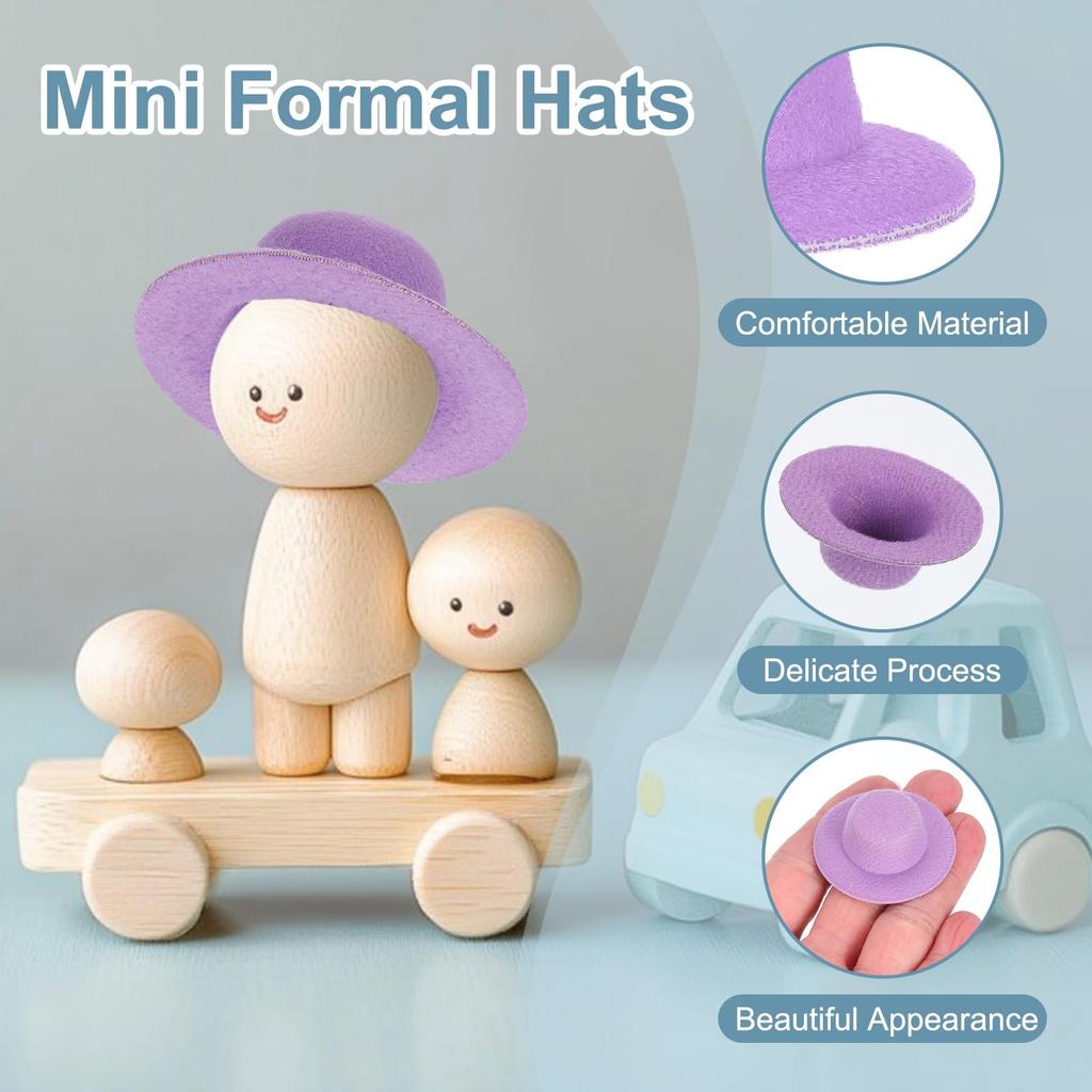 PATIKIL 2.3-inch Mini Formal Hats, Set of 12, Miniature Doll Hats for Crafts, Hair Accessories, Dolls, Snowmen, and Decorations, Black