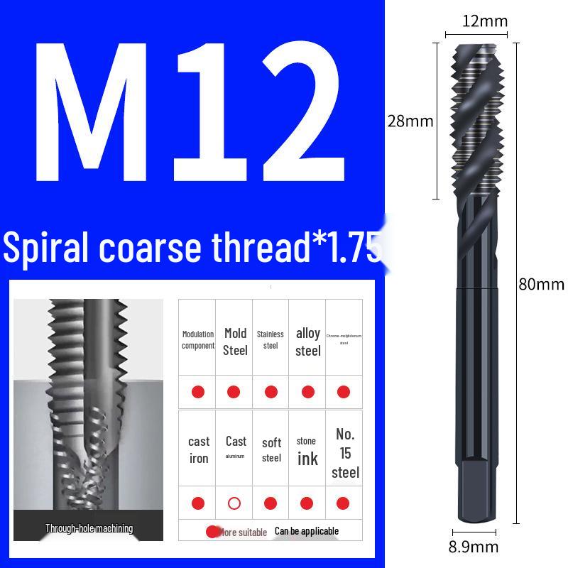 65° Nitridační strojový spirálový závitník pro nerezovou ocel, Velikosti M3-M12