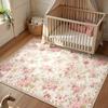 Soft Washable Non-slip Pink Peony Rug for Bedroom Kids Room Nursery Decor