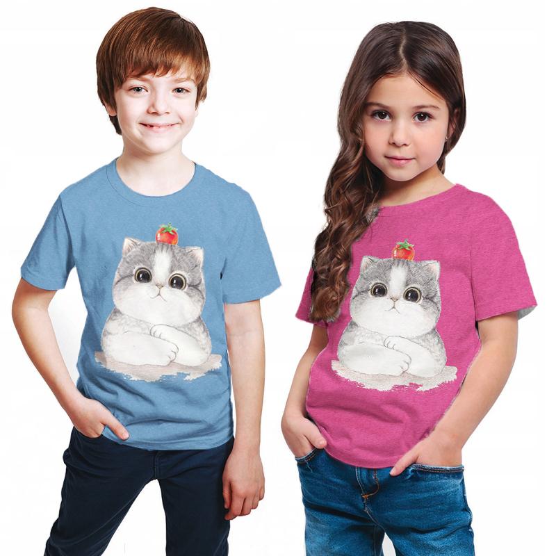 

Кошка Мальчики и Девочки Топы Новинка Детские Футболки Дети Унисекс