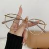 New cross-mirror fashion color-changing anti-blue light glasses women's tide plain face silk-embedded flat light environment ultra-light large-frame