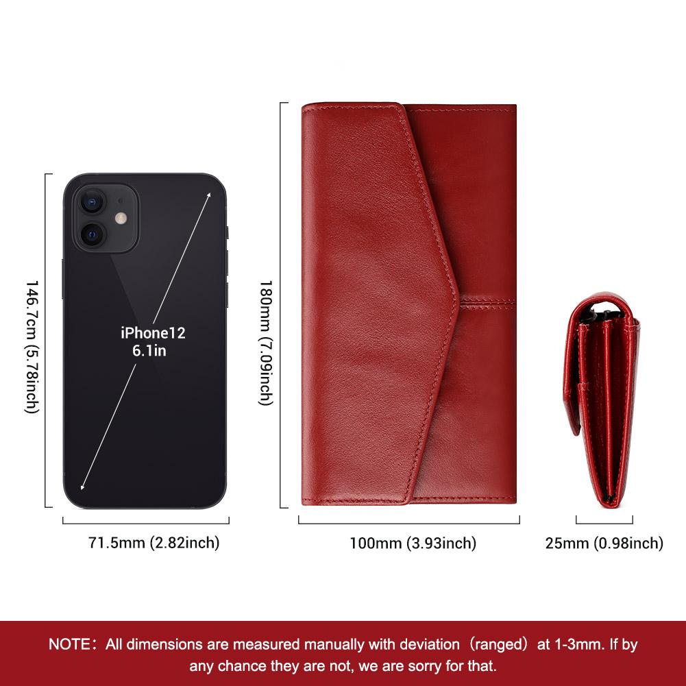 Genuine Leather Fashion Long Wallet For Women Ladies Wallet For Cards With Phone Case Female Purse Handy Clutch Luxury Designer