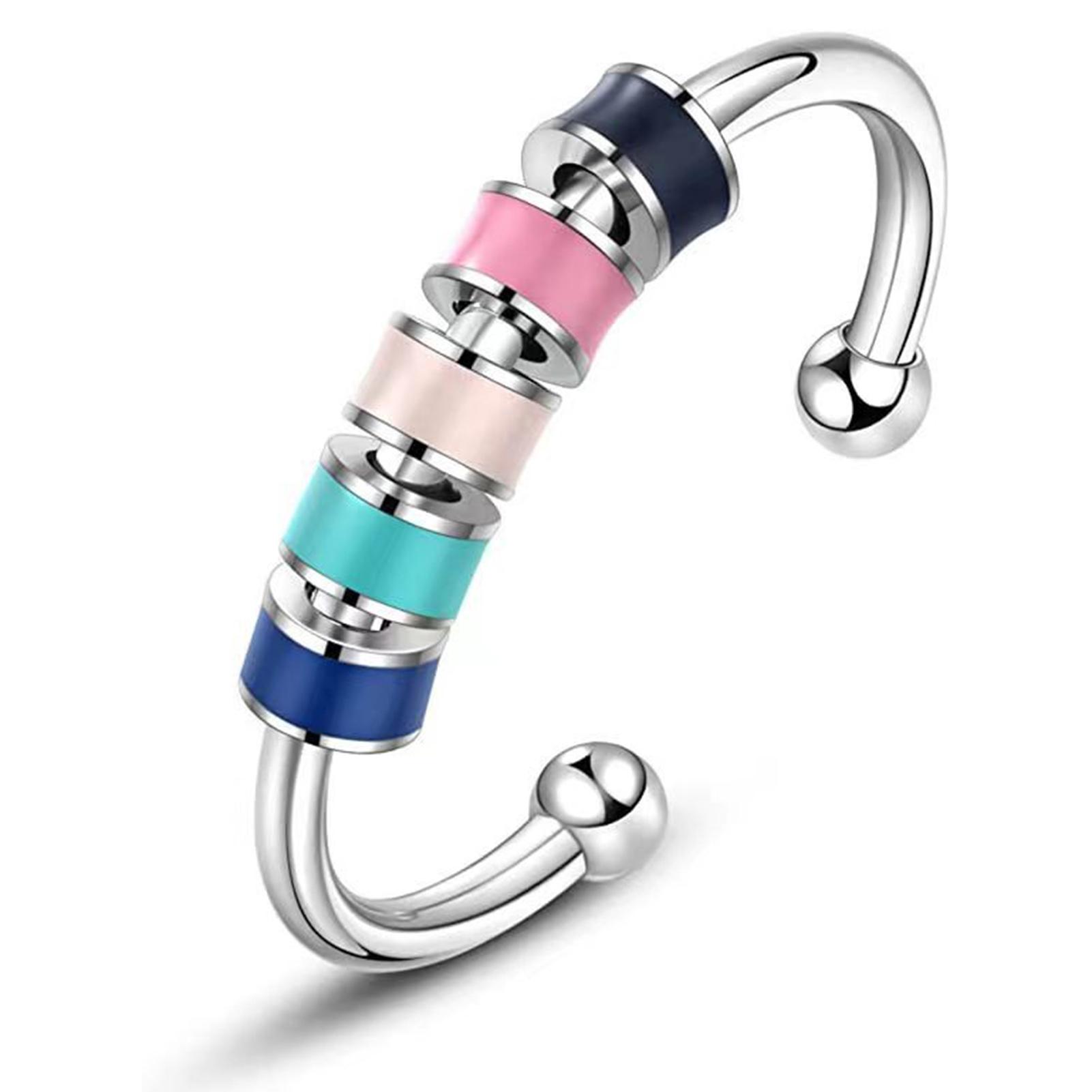 

Кольцо с цветными бусинами для снятия стресса, регулируемое, открытое, цветное, вращающееся, для женщин и мужчин