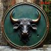 Metal Wall Art Bull Head Retro Gold Poster Bar Office Decor