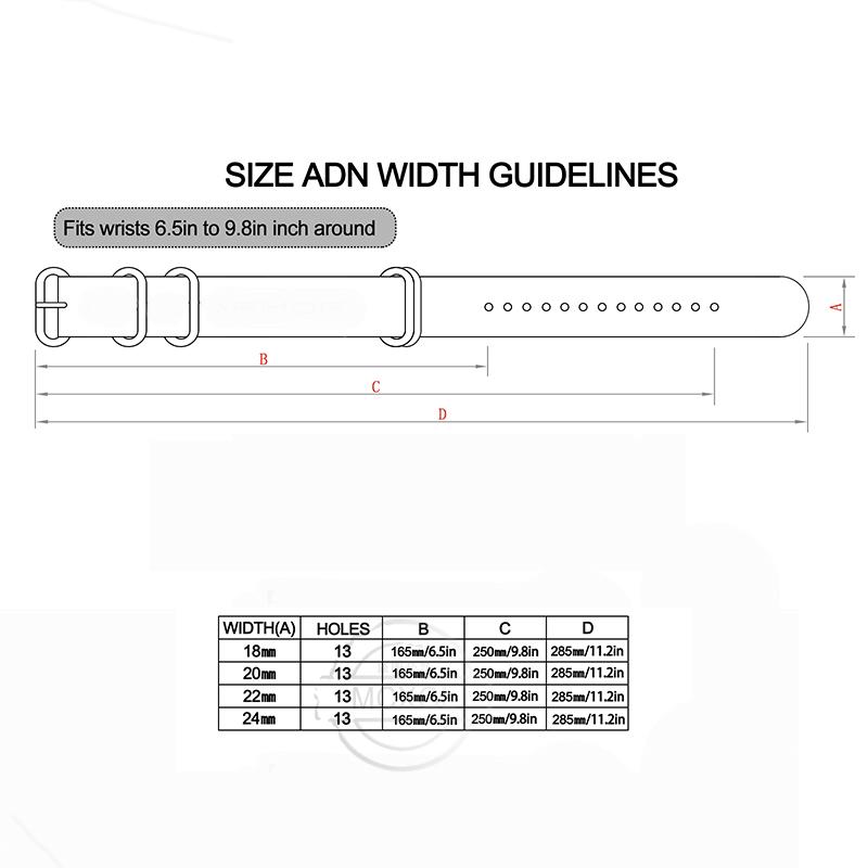 Nylon Strap 18mm 20mm 22mm 24mm Five-Ring Premium Weave Men Women Watch Band Bracelet Heavy Duty Stainless Steel Buckle